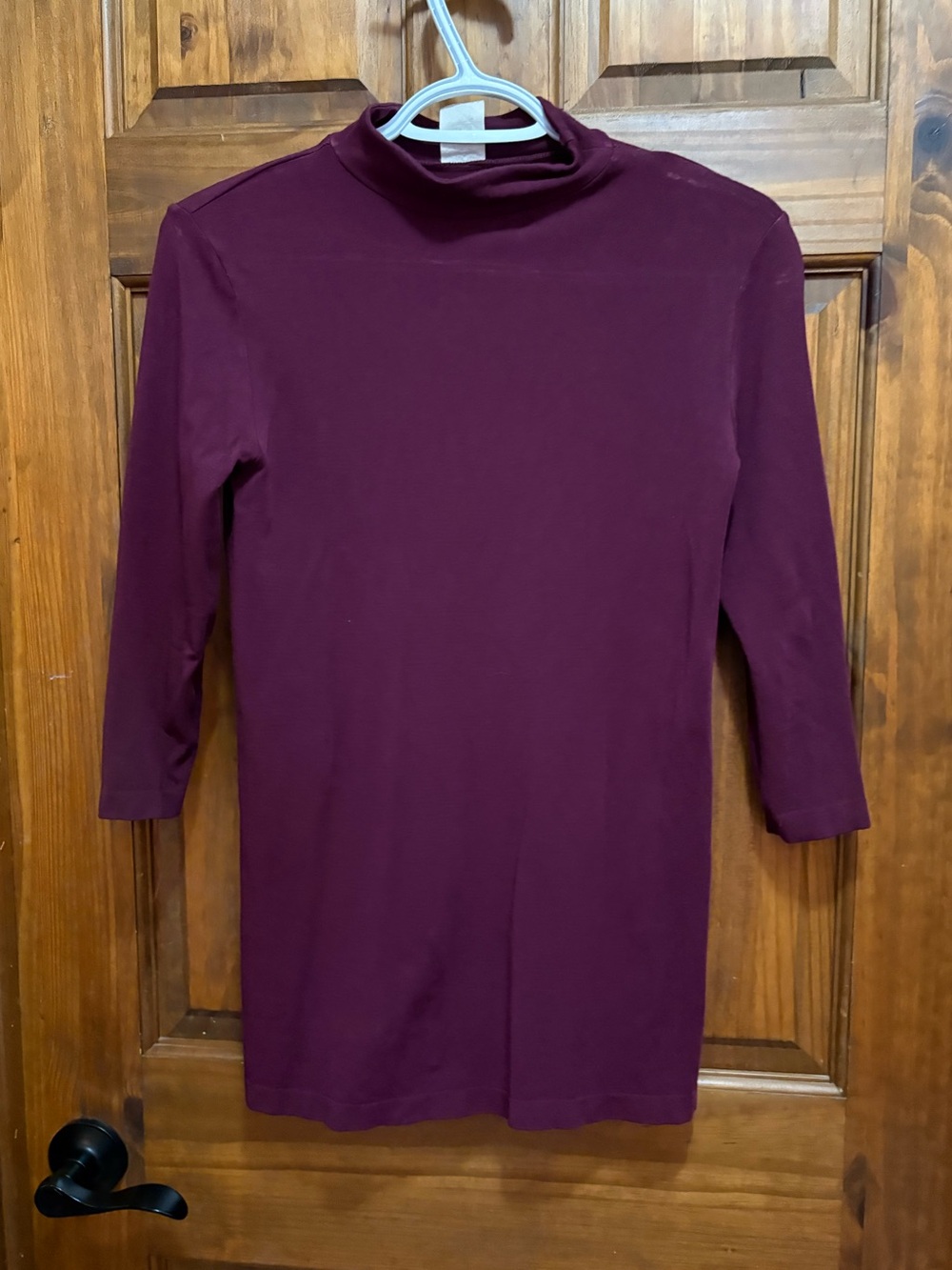Women’s Maroon Mock Neck 3/4 Sleeve Top
